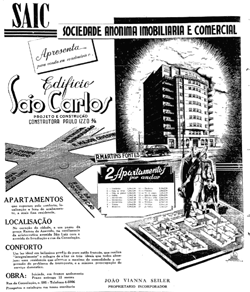 Anúncio do Edifício São Carlos, na Rua Martins Fontes