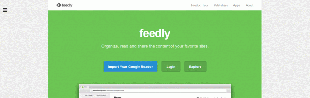 Home page do Feedly